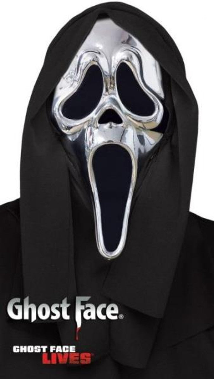 Scream mask chrome silver and gold