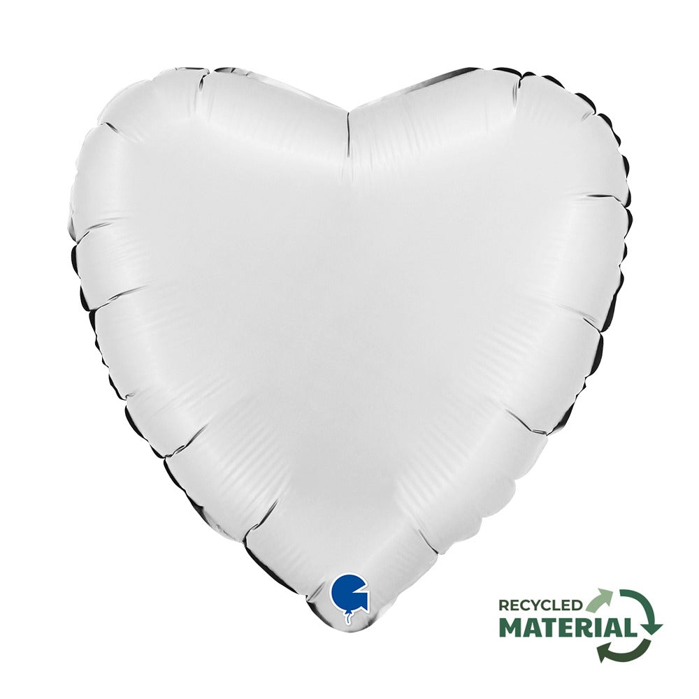 ფოლგირებული ბუშტი გული Satin White  46 სმ