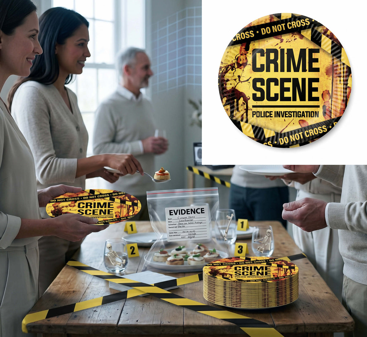 ქაღალდის თეფში Crime scene 6ც 23 სმ