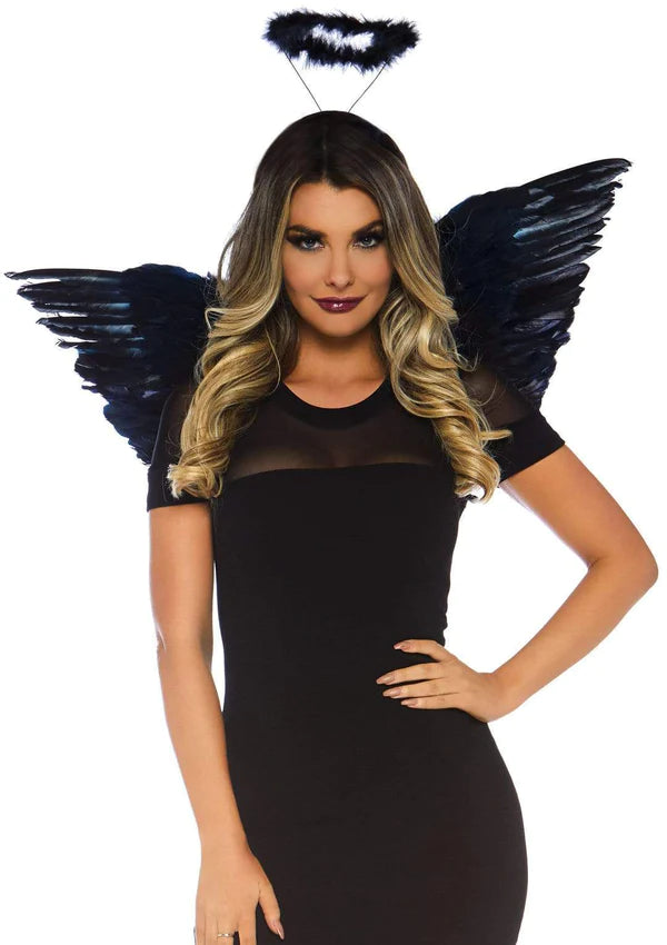 Set of angel wings and abadok in black and white color