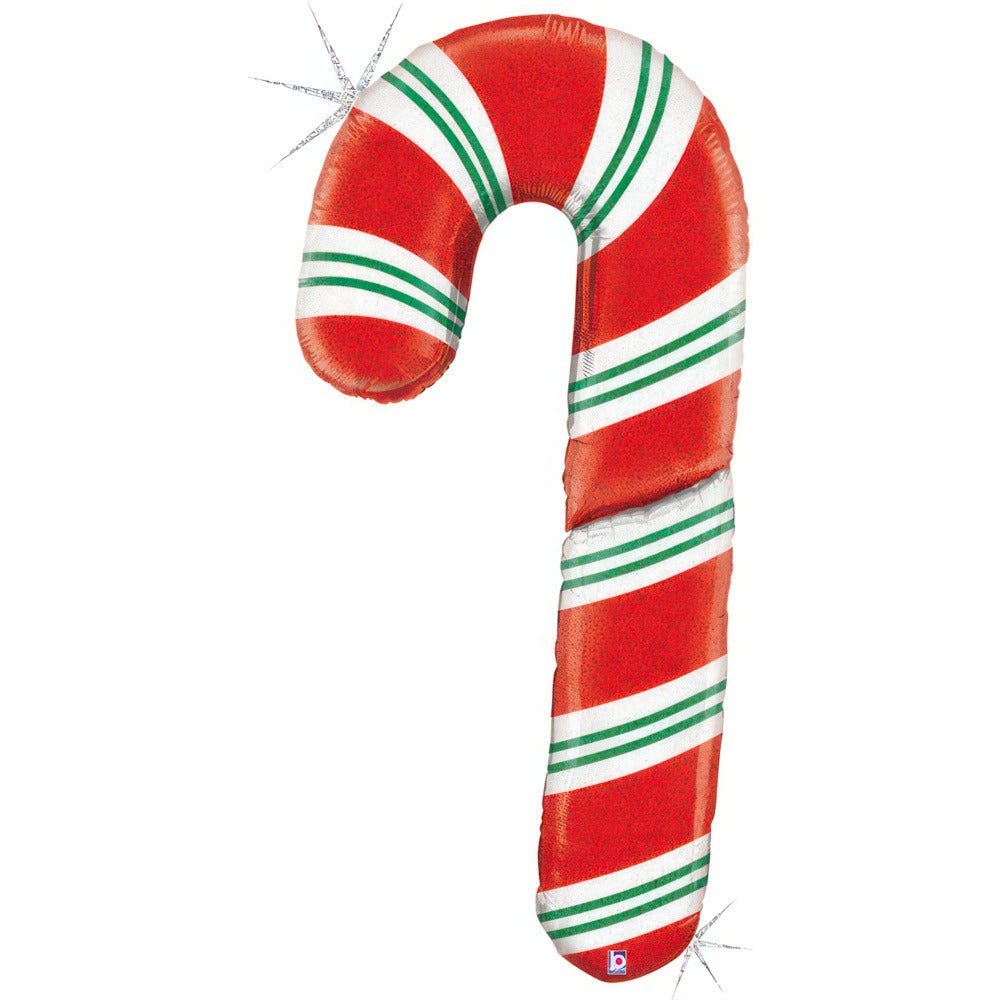 ფოლგირებული ბუშტი საშობაო Candy Cane გლითერებით 152სმ