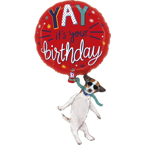 Foil balloon Yay Birthday Dog 50x97 cm