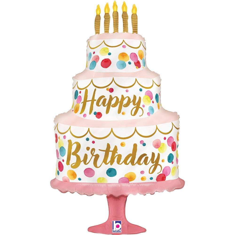 ფოლგირებული ბუშტი Birthday Pink Cake 84სმ