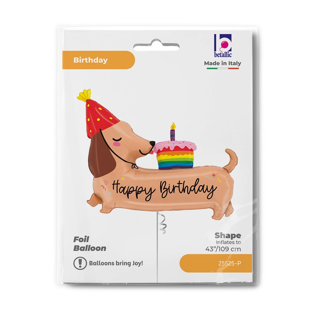 ფოლგირებული დაბ.დღის ბუშტი Happy Bday Dachshund
