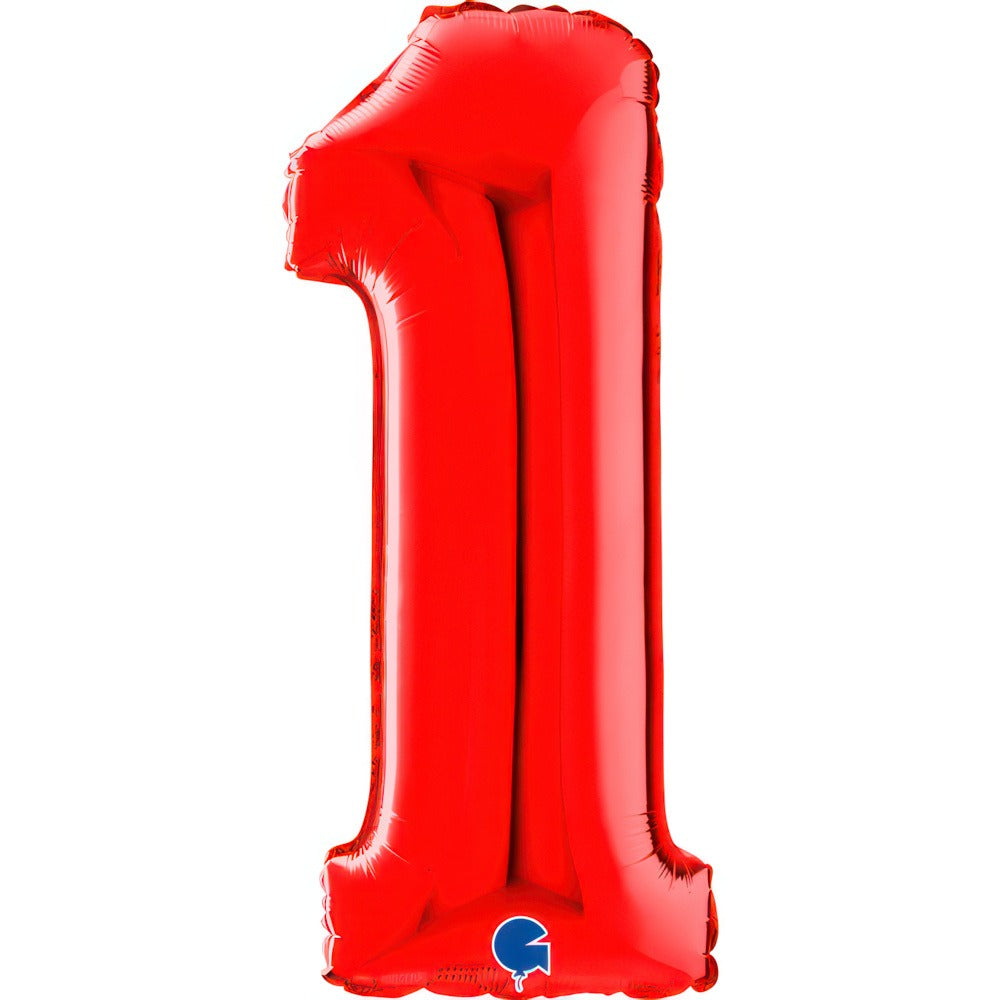 Red foil balloon numbers 66 cm