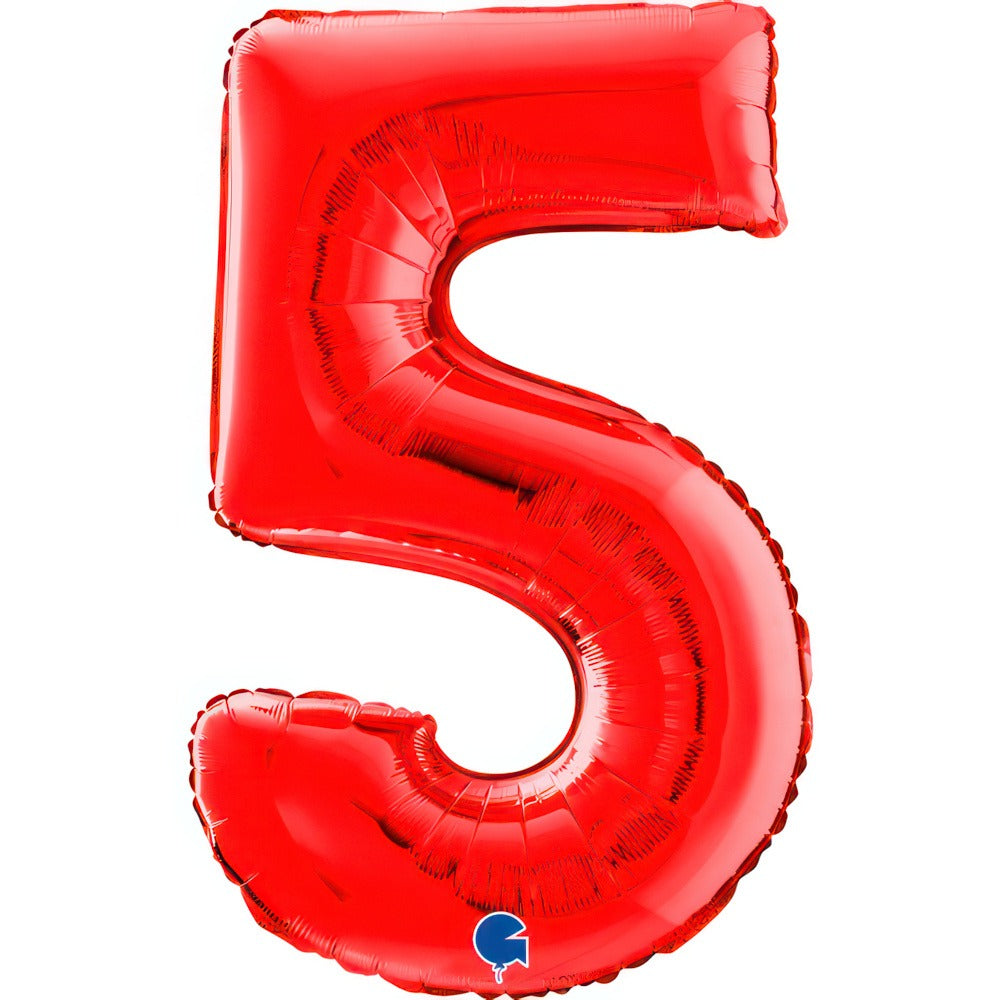 Red foil balloon numbers 66 cm