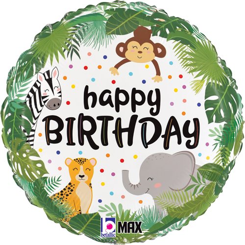 ფოლგირებული ბუშტი Jungle Birthday 35X35სმ