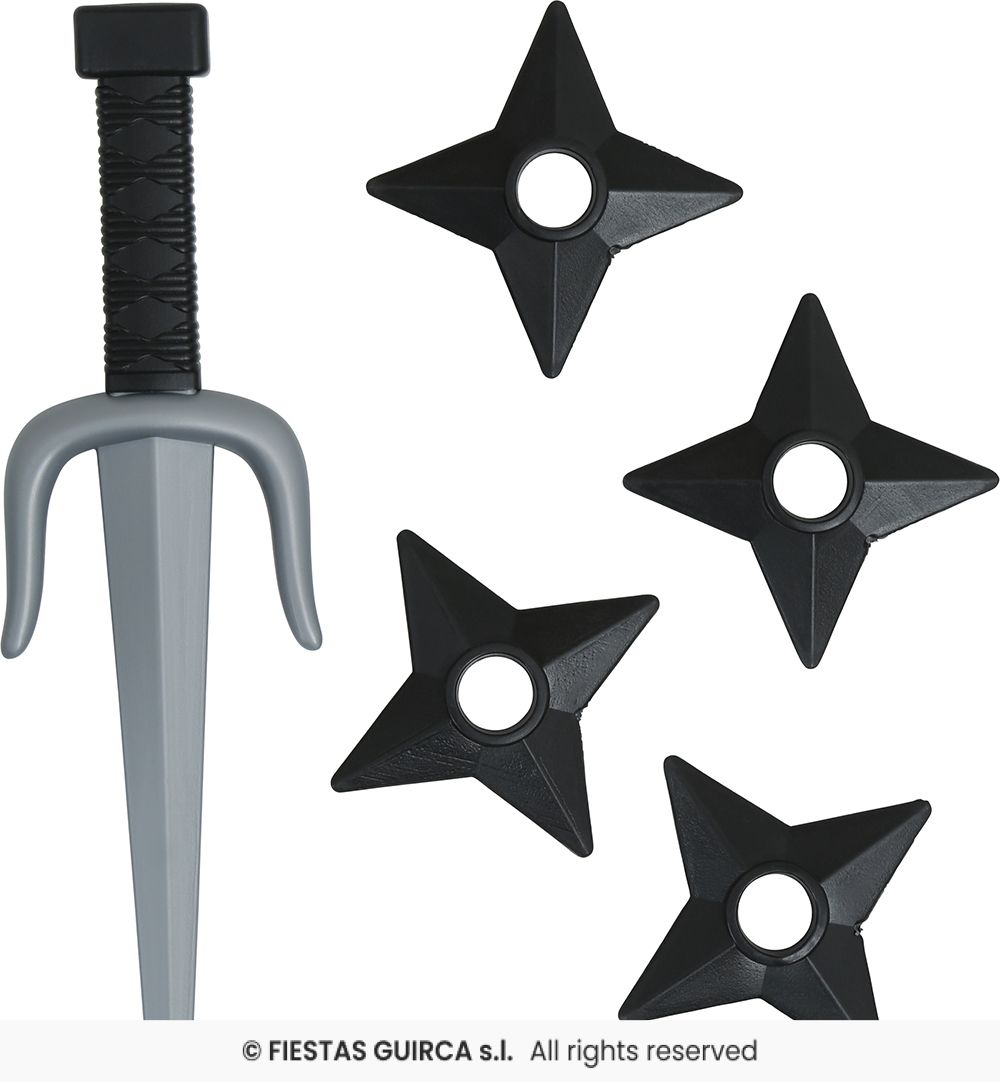 Set of 4 ninja tools (2 kunai and 2 shooting stars)