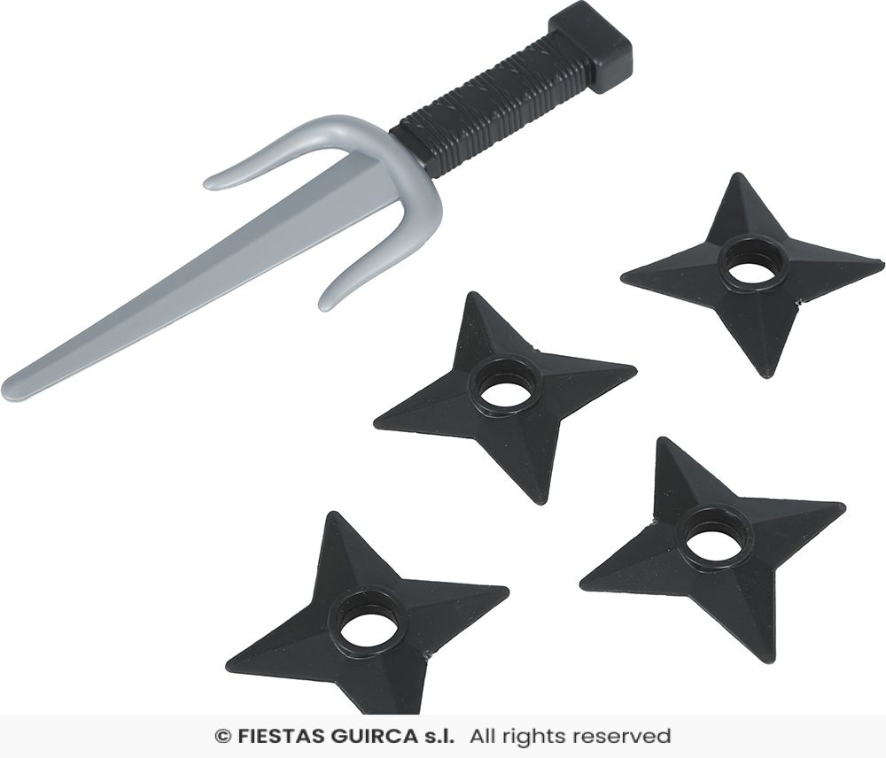 Set of 4 ninja tools (2 kunai and 2 shooting stars)