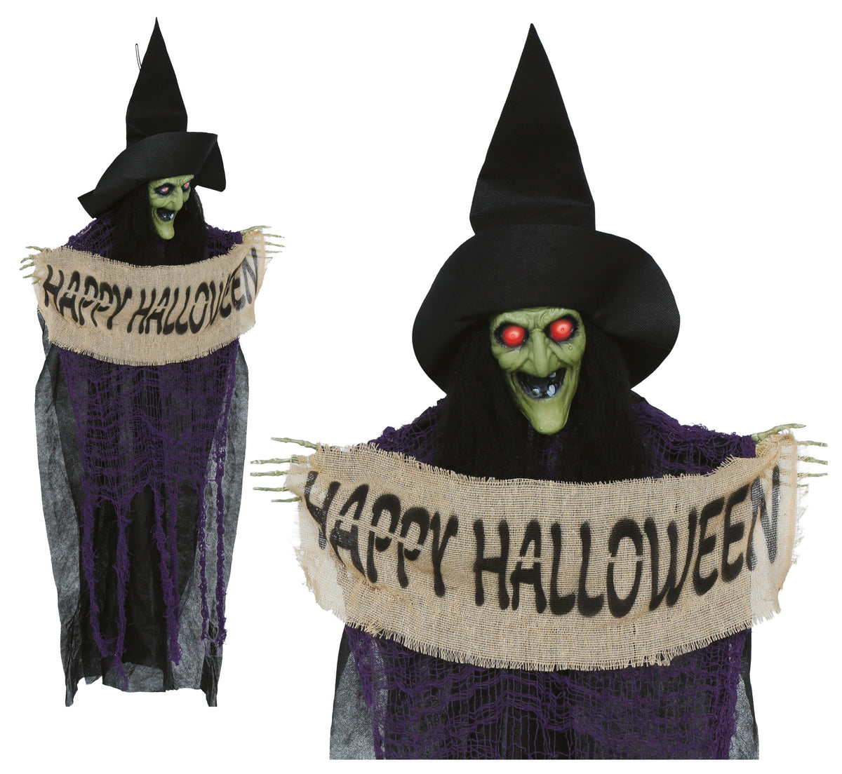 ჩამოსაკიდი ალქაჯი წარწერით Happy Halloween 110 სმ