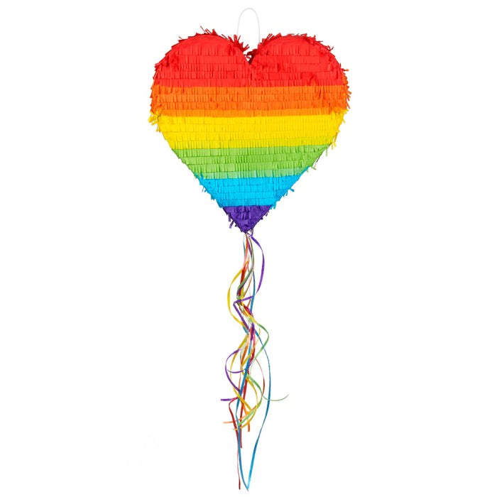Pinata heart in rainbow colors (37 x 36 x 7.5 cm)