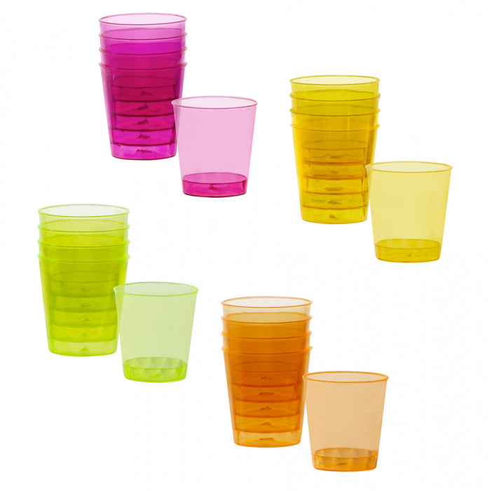 Plastic glasses in neon colors, 20 pieces - shot glasses