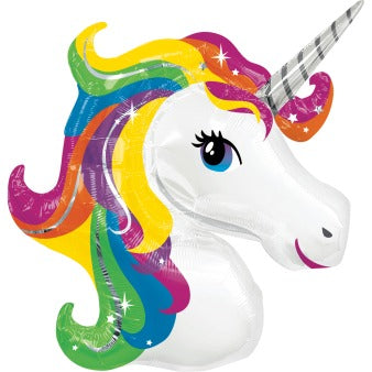 ფოლგირებული ბუშტი Rainbow Unicorn 83სმ x 73სმ