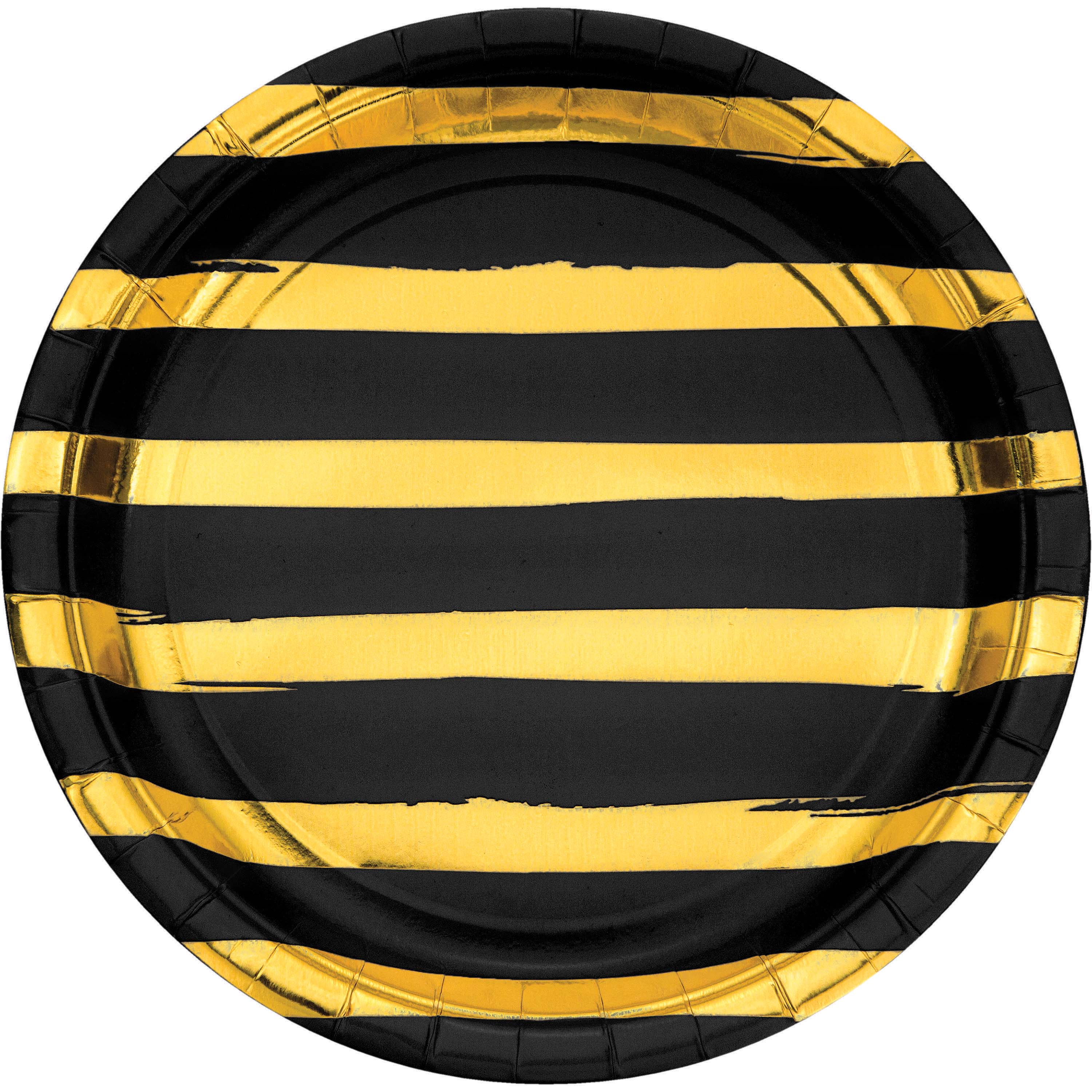 Paper plate with black and gold stripes 8 pcs