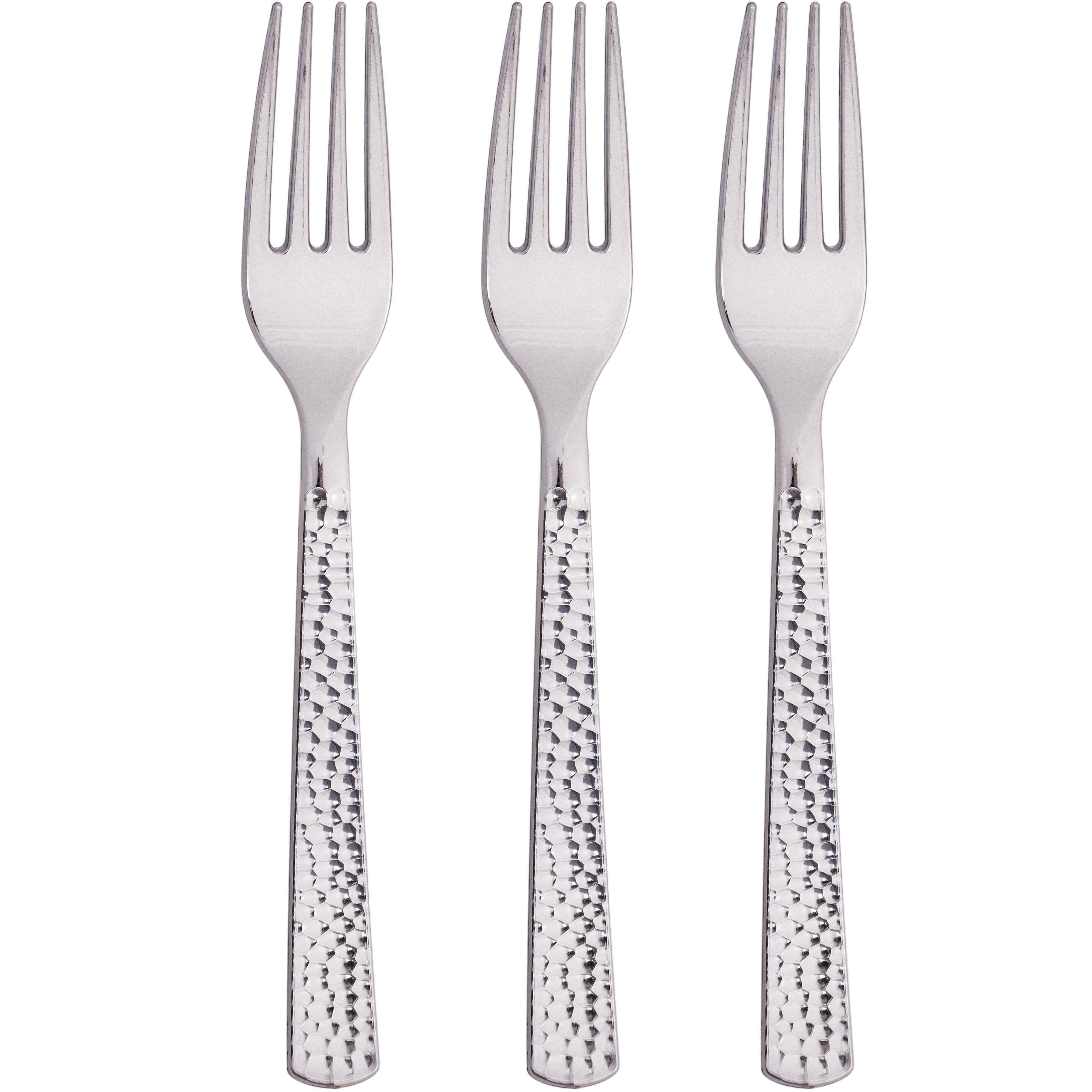 Set of forks metallic silver 24 pcs