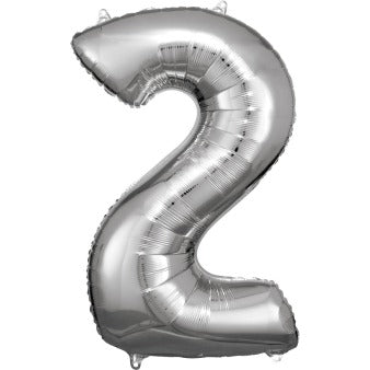 Silver foiled balloon numerals