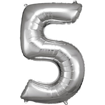 Silver foiled balloon numerals