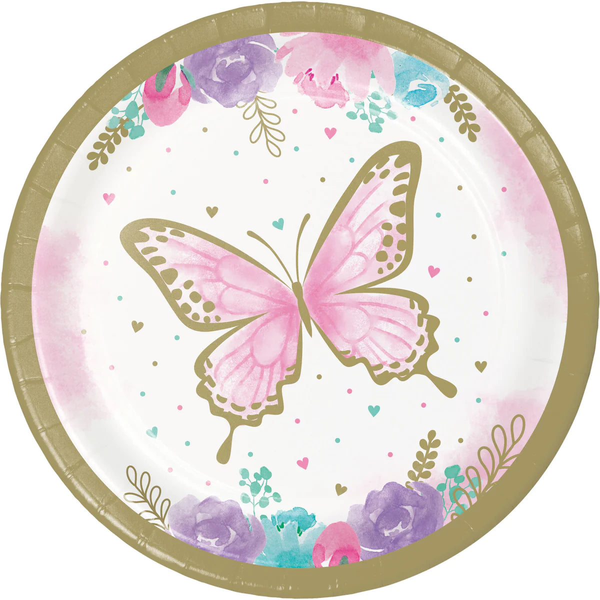 Paper plate BUTTERFLY SHIMMER 8 pcs 17.78 cm