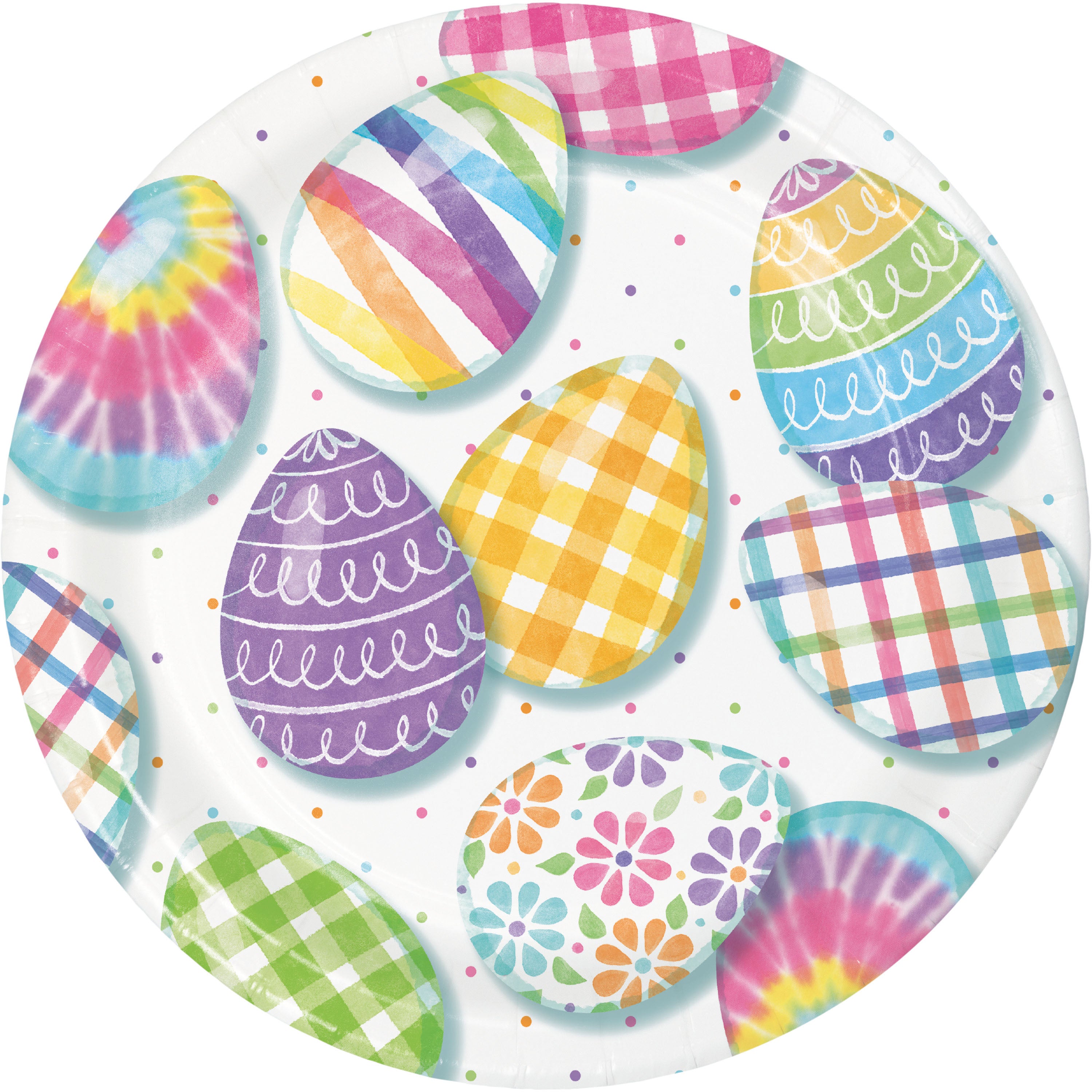 Paper plate with Easter colored eggs 8 pcs