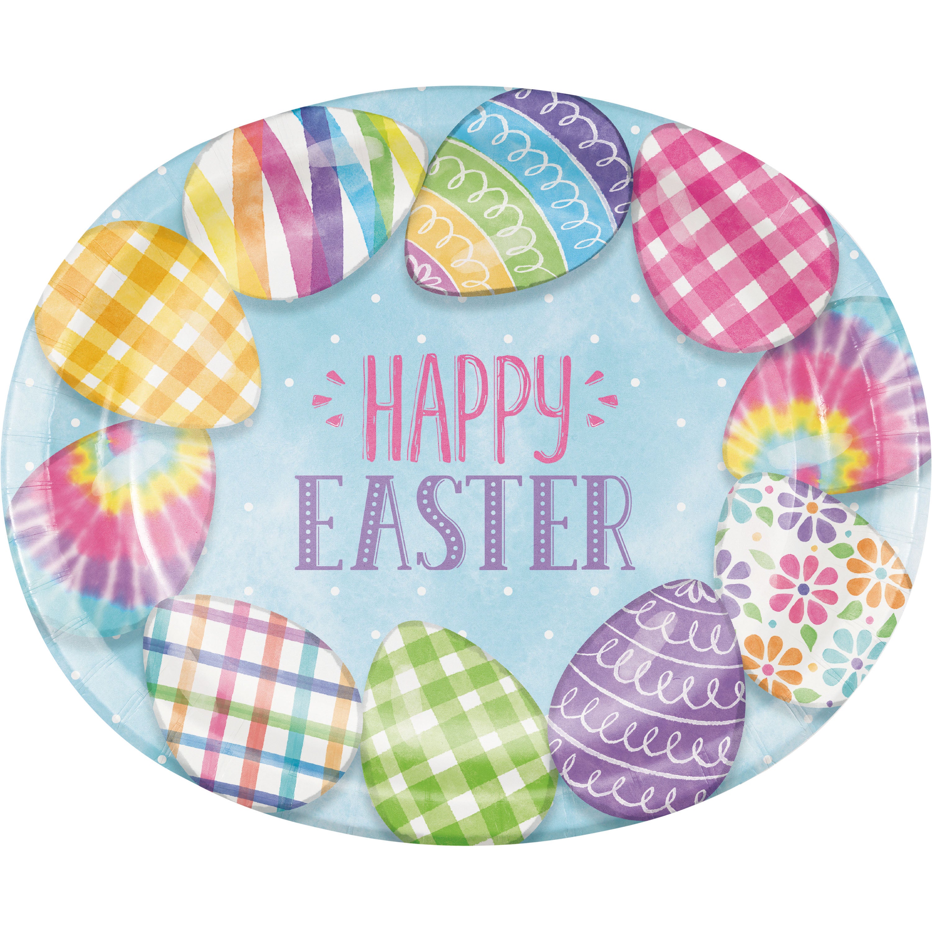 Oval-shaped plate with colorful Easter eggs 8 pcs