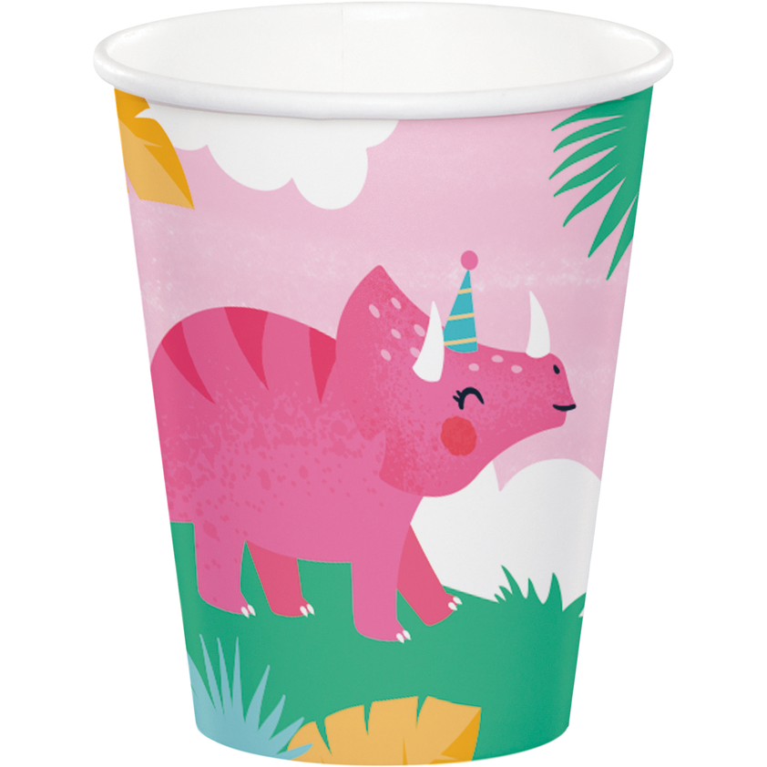 Paper cup GIRL DINO PARTY 8 pcs