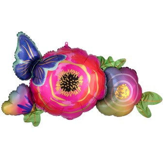 ფოლგირებული ბუშტი ყვავილები და პეპლები სხვადასხვა ფერის 93 სმ x 48 სმ