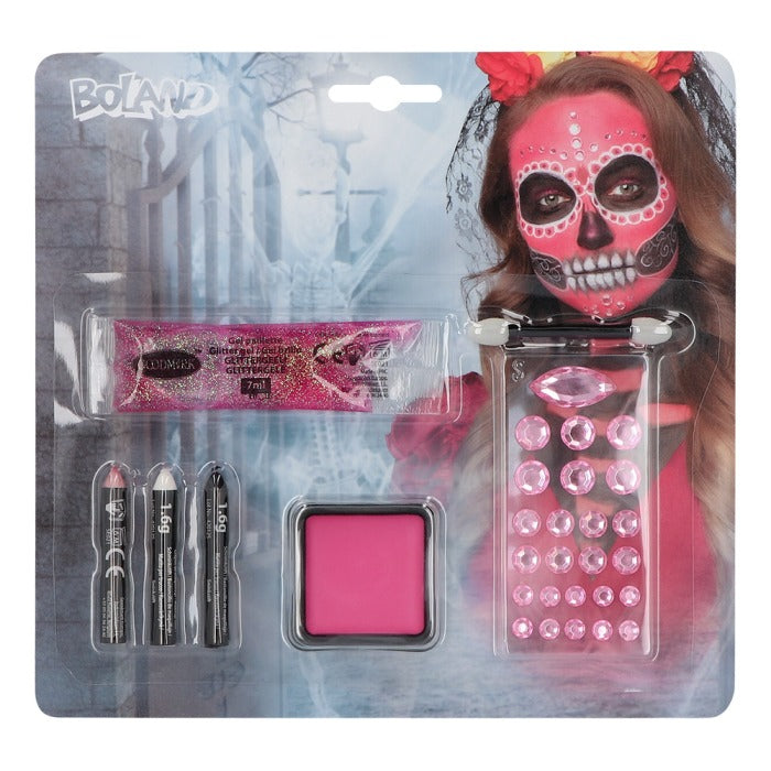 Makeup set Diamond Catrina (oil paint, glitter gel, sticky gems, brush and pencils)