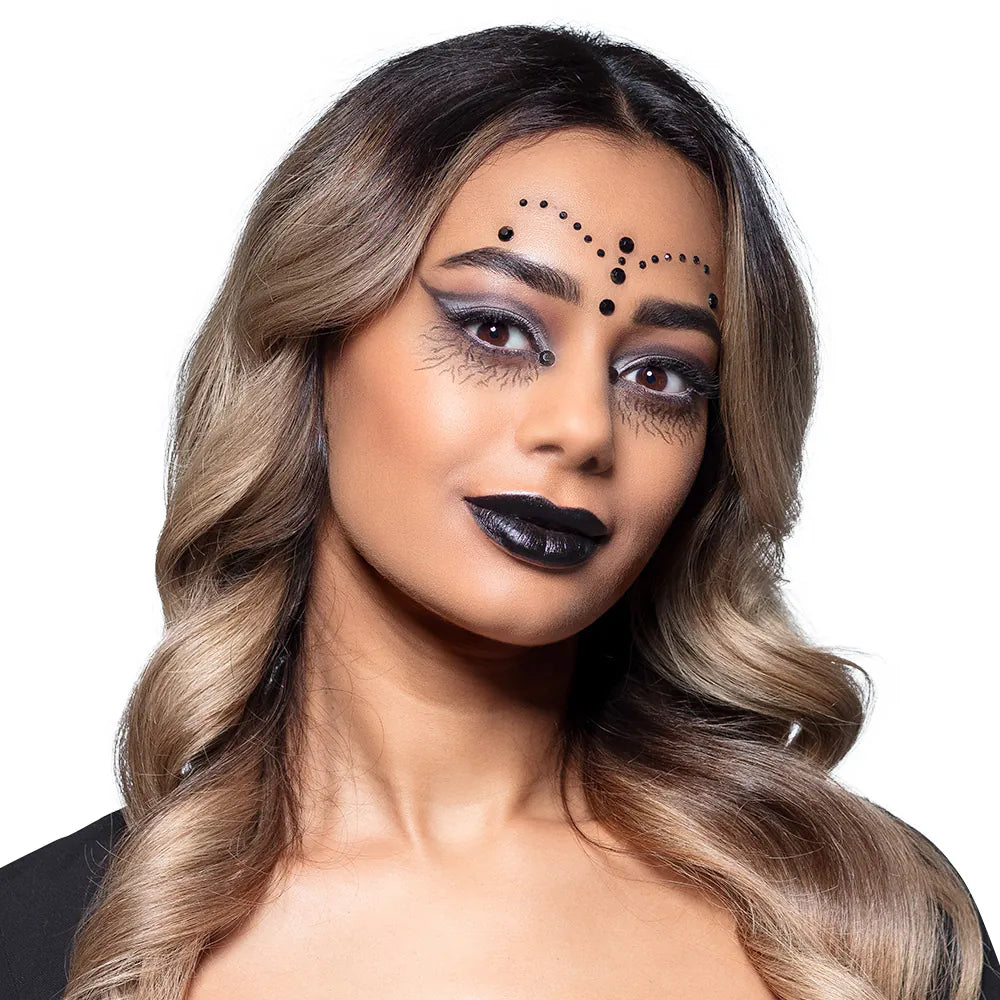 Goth witch make-up set (oil face paint, lipstick, stick on face and brush)