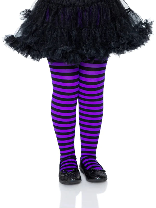 Children's pantyhose with black and purple stripes, size XL