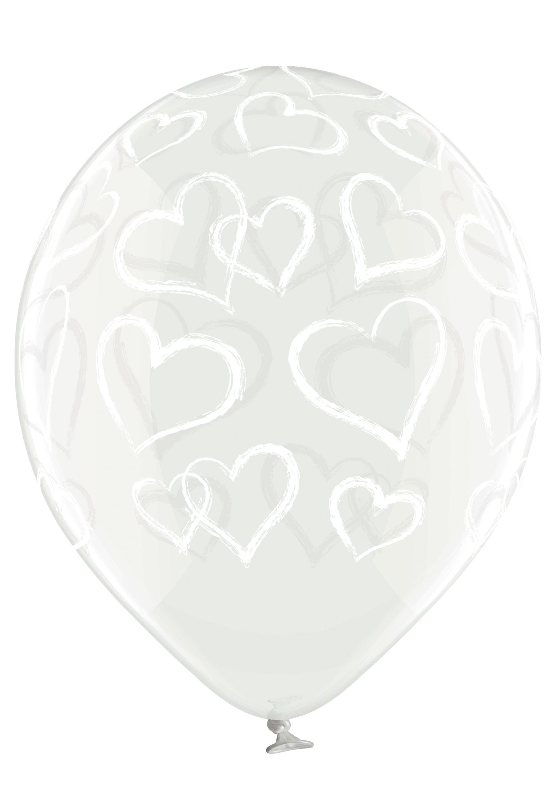 Latex balloon with transparent hearts 1pc