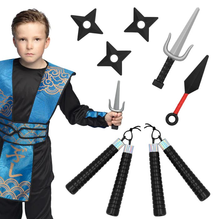 Set of ninja tools 7 pcs (kunai, sword, shooting star 3 pcs and Ninchaku 2 pcs)