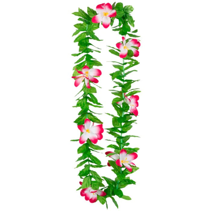 Hawaiian necklace with colorful flowers