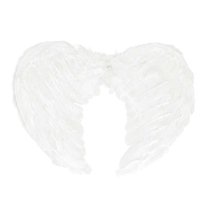 ანგელოზის ნაკრები თეთრი ფრთები და შარავანდედი