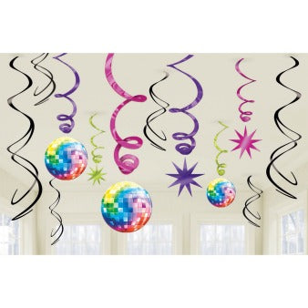 Hanging decoration Disco Fever 70's 12 pcs 61 cm