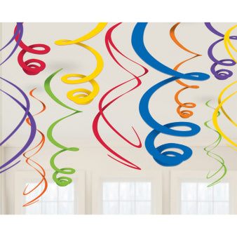 Hanging spiral decoration Rainbow 12 pcs 55.8 cm