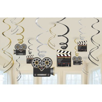 Decoration of foil, paper - Hollywood / Cinema 61 cm 12 pcs