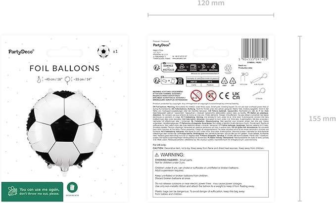 ფეხბურთის ფოლგირებული ბუშტი 35x35სმ