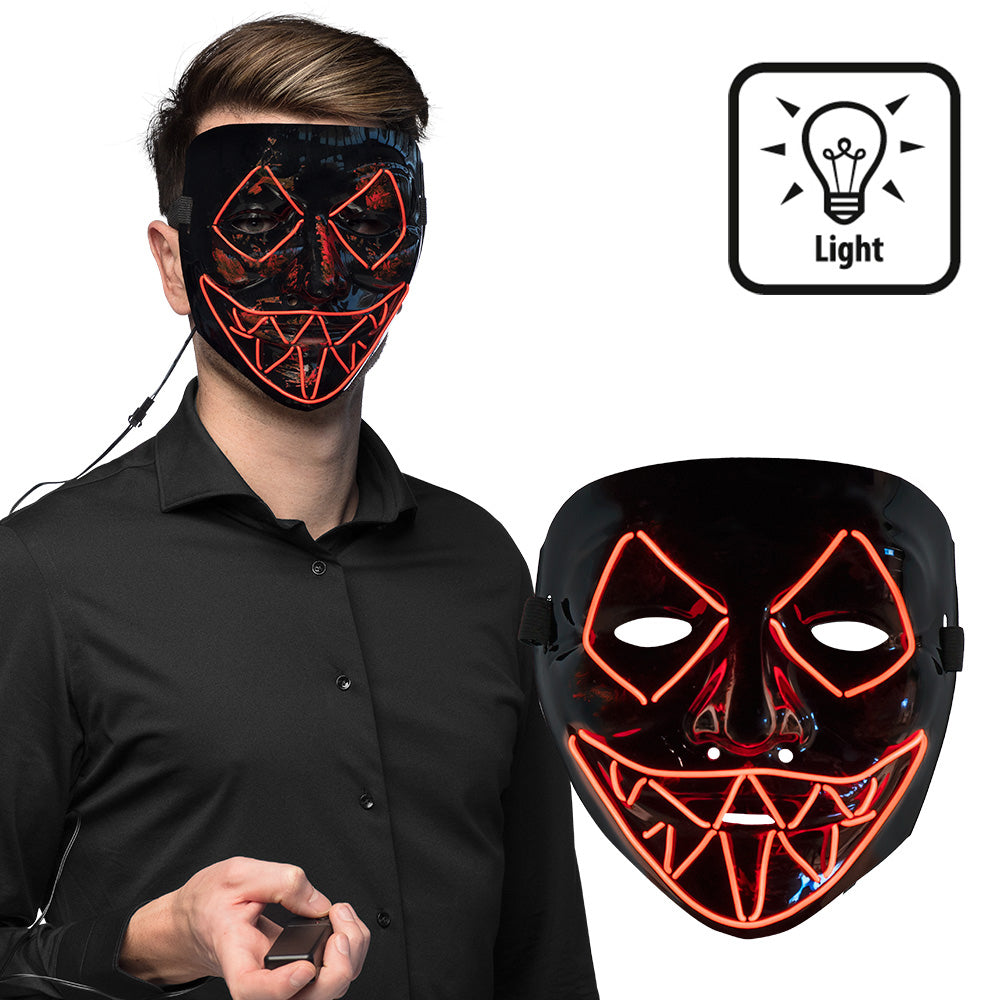 Luminous mask of the smiling killer in different colors