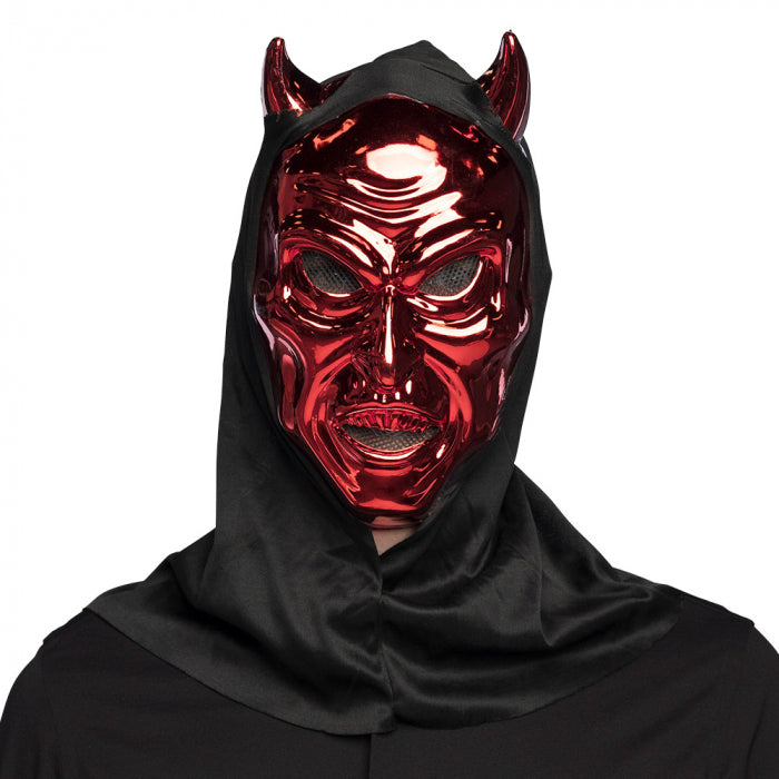 Red face mask Blinding devil with hood