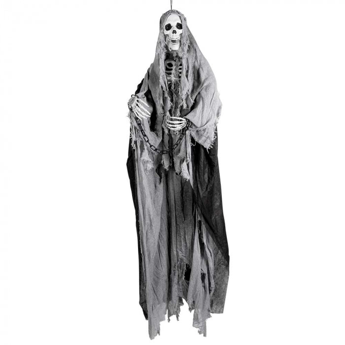 Hanging luminous decoration Skeleton reaper (180 cm)
