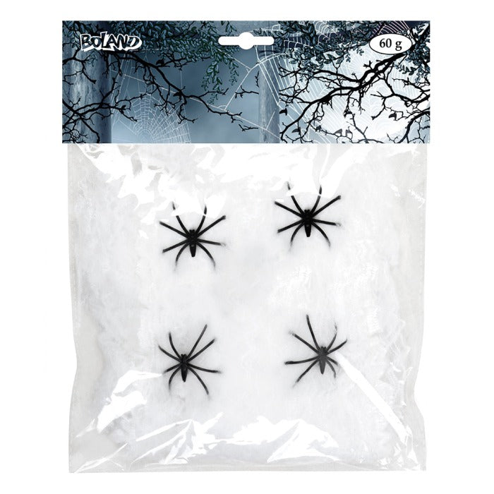 Spider web white 60g with 4 spiders