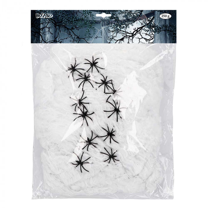 Spider web white 250g with 12 spiders