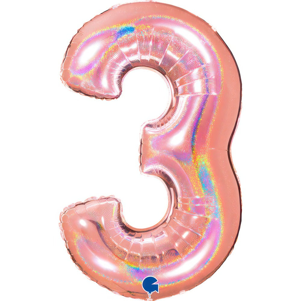 Holographic copper foil balloon numbers 102 cm