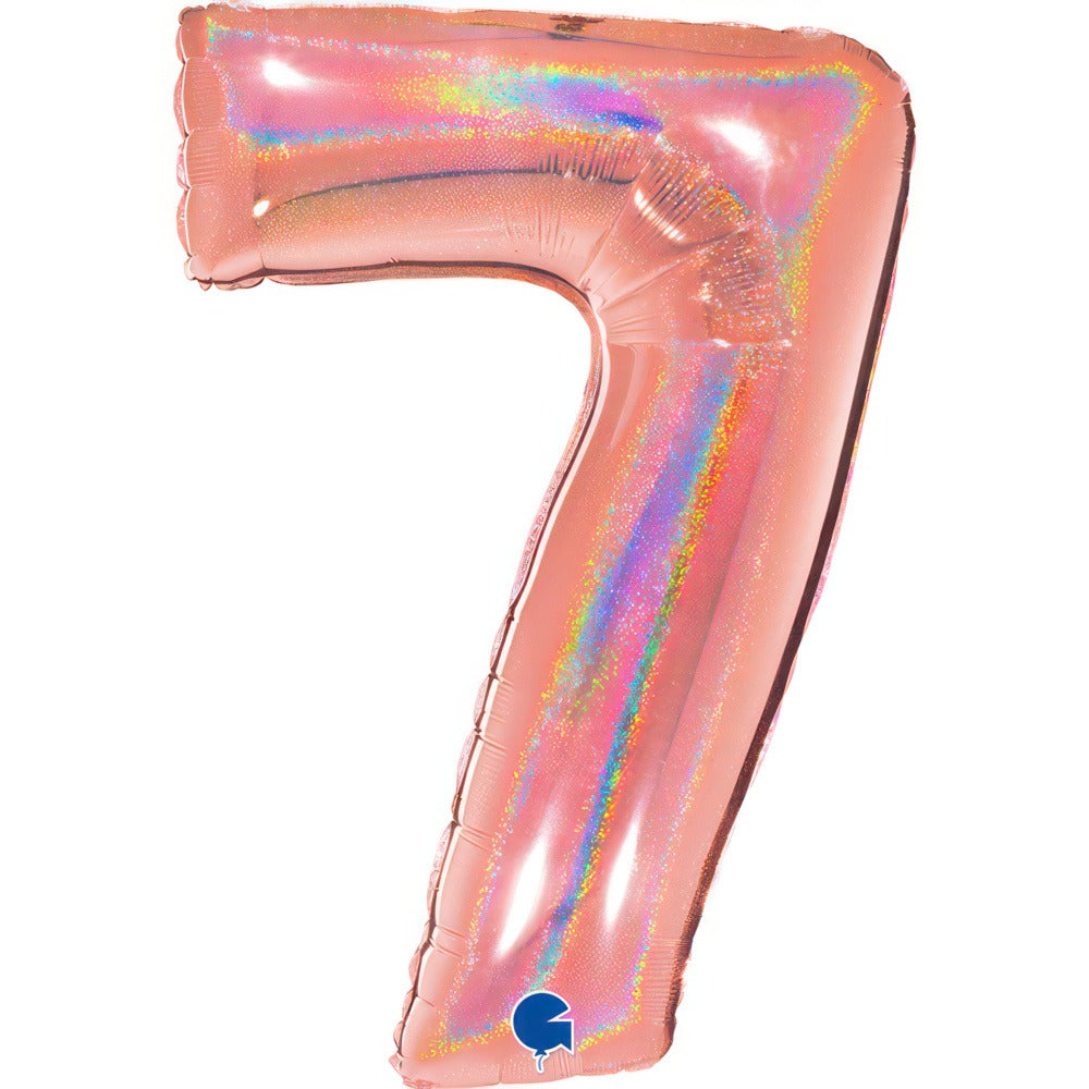 Holographic copper foil balloon numbers 102 cm