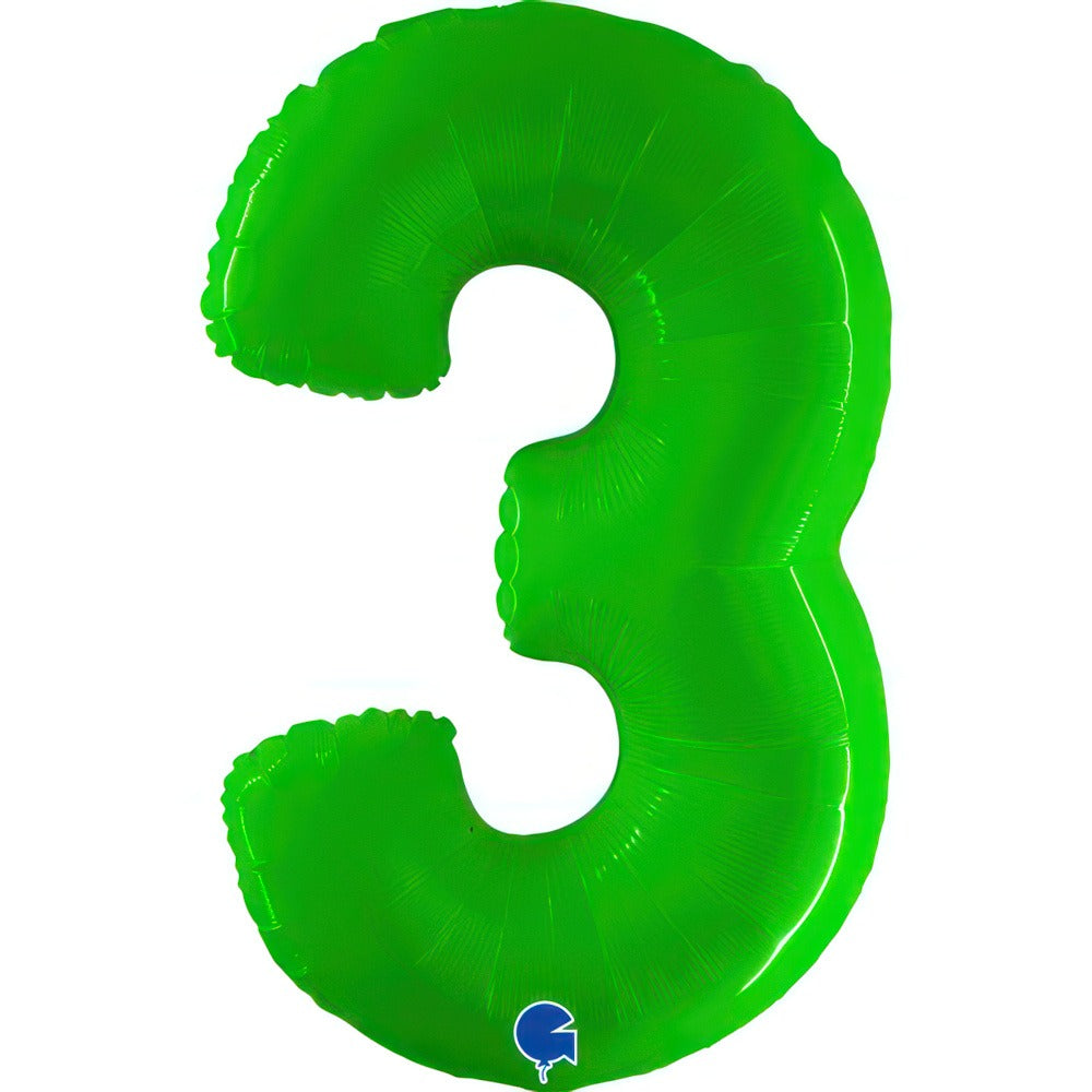 Neon green foiled helium balloon numbers 102 cm