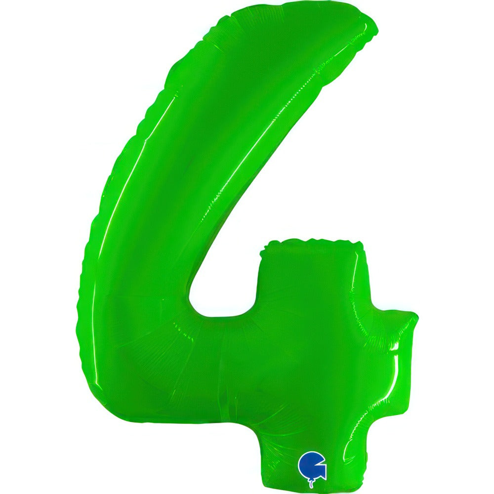 Neon green foiled helium balloon numbers 102 cm