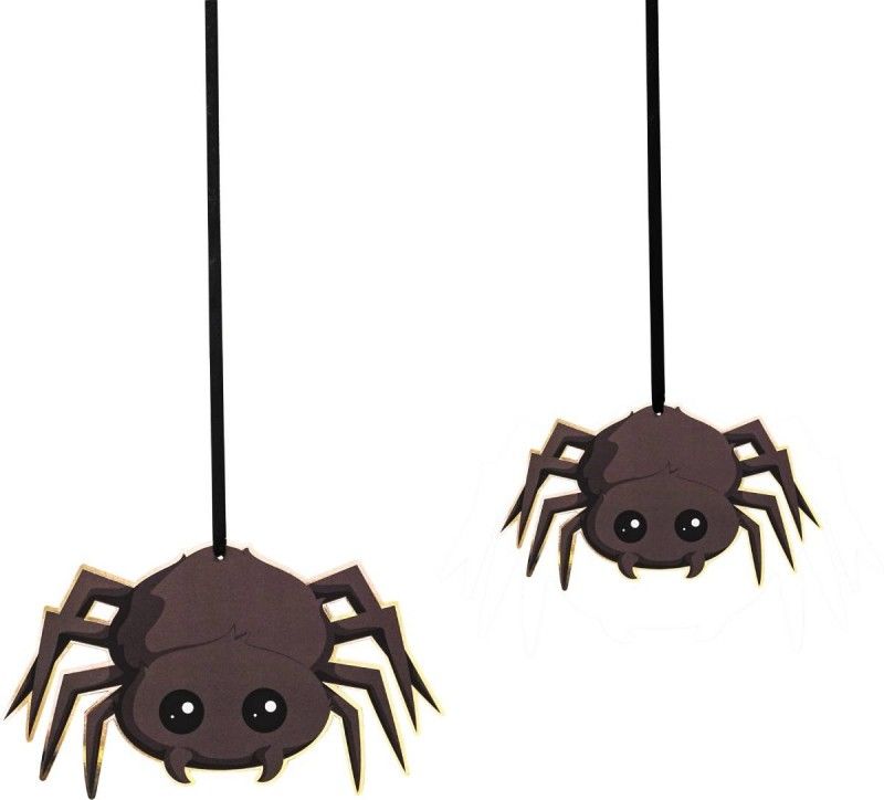 Hanging decoration black spiders 5 pcs