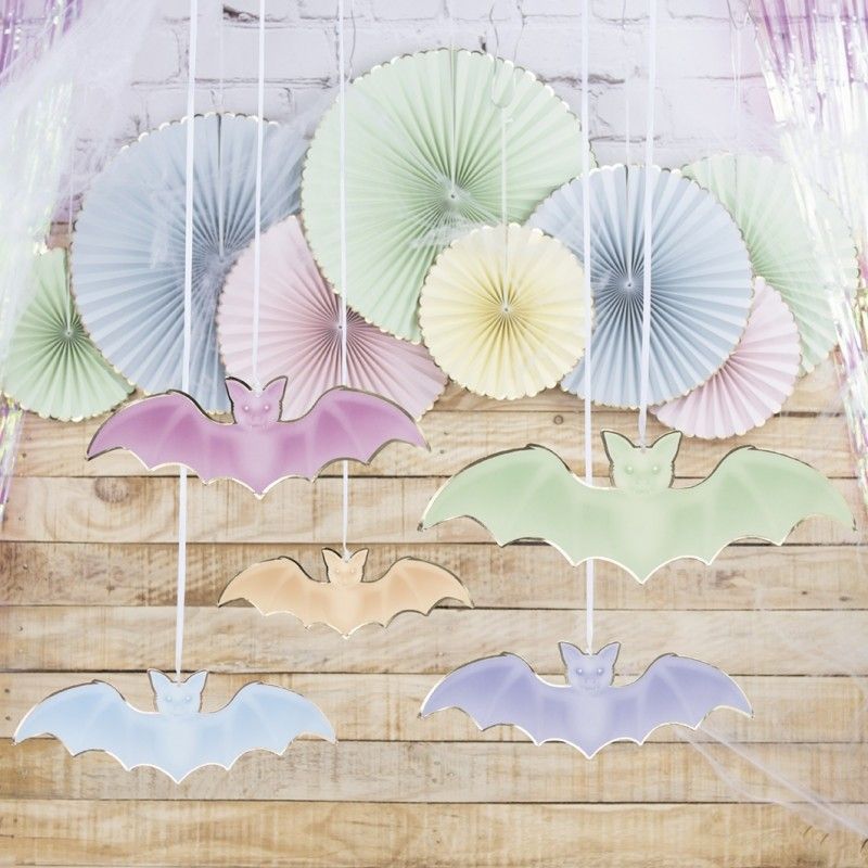 Hanging decoration pastel bats 5 pcs