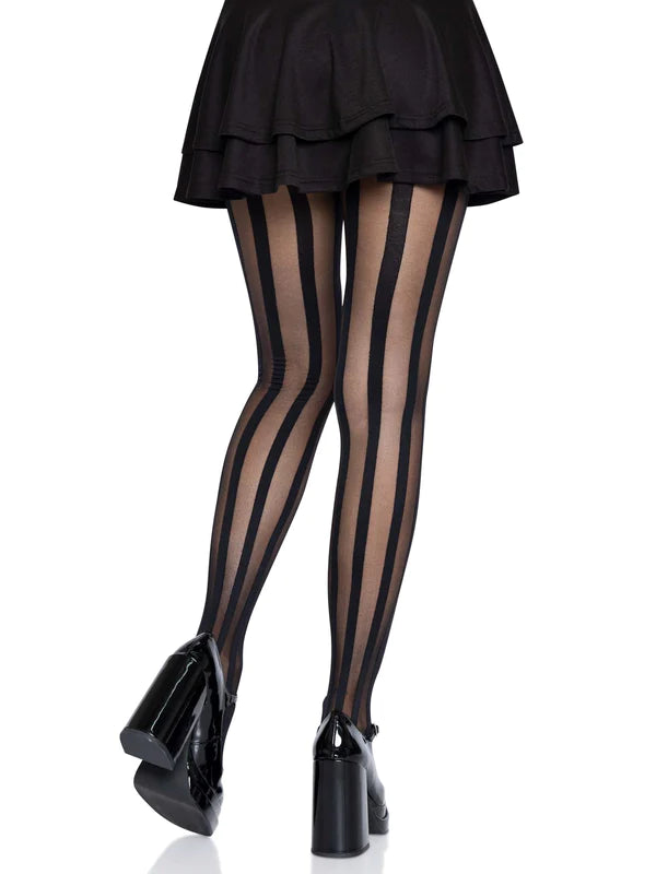 Tights with vertical black stripes