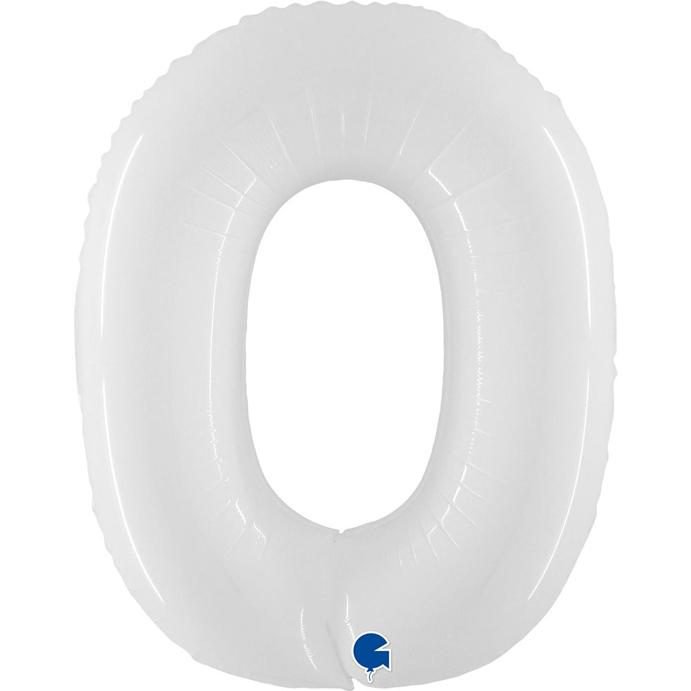 White foil balloon numbers 102 cm